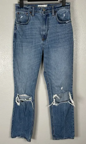 Abercrombie & Fitch Jeans Womens 27/4L Ankle Straight Ultra High Rise Distressed thumbnail 1