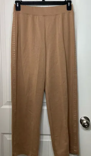 EUC Architect women’s‎ bedazzled side tan thick cotton sweatpants medium thumbnail 1