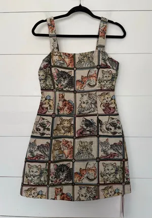 Cider Women’s Small Patchwork Cat Dress Mini Crazy Cat Lady New thumbnail 1