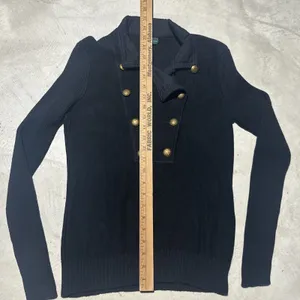 Ralph Lauren SZ S Black Cotton Sgt Peppers Nautical Crest Pullover Sweater thumbnail 5