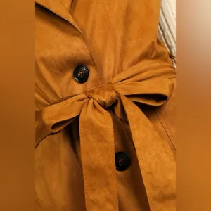 Lulus Brown Brisk Bliss Camel Suede Sleeveless Button‎ Long Trench Coat thumbnail 12