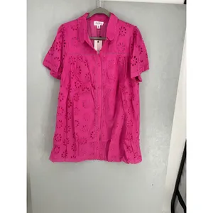 Allison New York Womens Eliana Eyelet Dress Hot Pink Button Front Medium thumbnail 2