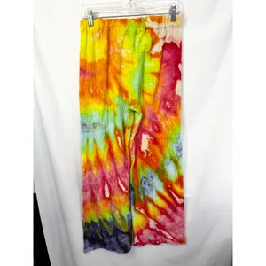 4OUR DREAMERS Medium Gauzy Pants Handmade Tie Dye‎ Elastic Pull On Spiral 901 thumbnail 6