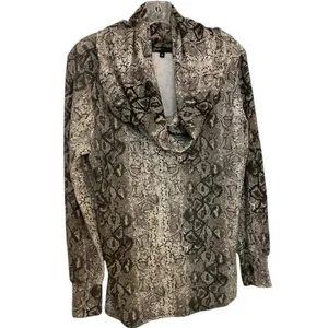 Gibson Snakeskin Cowl Neck Convertible Tunic Top Brown Tan SF8191 Womens‎ Medium thumbnail 3