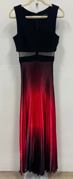 Betsy & Adam Ombre Pleated Maxi Gown Dress with Mesh Inset Waist Sz 6 Sleeveless thumbnail 1