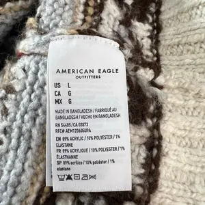 American Eagle Multicolor Knit Fair Isle V-Neck Button Up Cardigan Sweater Large thumbnail 8