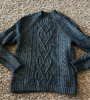 Abercrombie & Fitch Dark Heather Gray Cable Knit Sweater thumbnail 1