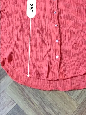 Aerie Womens S Pool to Party Gauze Shirt Orange Cotton Oversized Beach Cover Up thumbnail 15