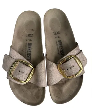 Birkenstock Big Buckle Madrid Sandals Washed Metallic Pink Sz L6 Slide Slip On thumbnail 1