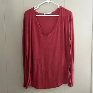 We The Free by Free People Red Long Sleeve Tee | Scoop Neck Soft Knit Top | Size thumbnail 2