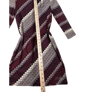 Studio One Women’s 6P Burgundy Lace Fit & Flare Belted Dress Petite thumbnail 3
