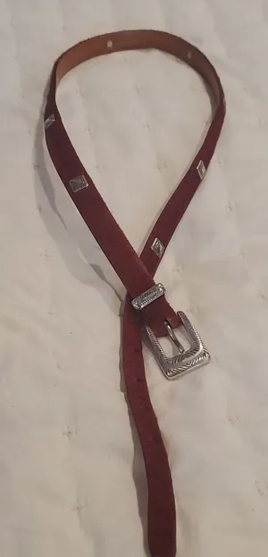 NWT Brighton Red Calf Hair Silver Hardware Belt Size 34 thumbnail 1