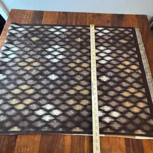 Ikat Diamond Reversible Oversized Wrap Scarf Brown Tan Fringed Shawl‎ 63x27 thumbnail 6