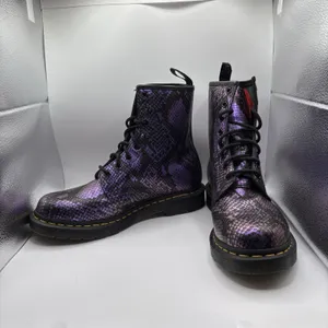 Dr. Martens Women's 10 31027 Pascal Purple Snake Print Leather 8 Eye AnkleBoots thumbnail 5