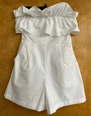 white ruffle romper Size XS thumbnail 2