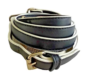 Black Faux Leather Replacement Adjustable Strap Crossbody Gold Trim thumbnail 1