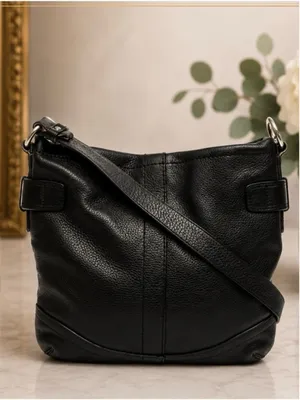 Coach Black Pebbled Leather Crossbody Bag – Style F19722 – Y2K Era Coach thumbnail 2