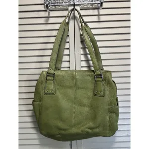 Fossil Pebble Satchel Green Leather Top Zip Double Strap‎ Sev Pockets thumbnail 7