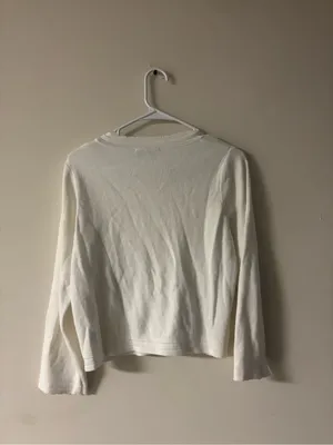 Free Assembly White Button Front Cardigan Gold Buttons Size XS Classic Knit thumbnail 2