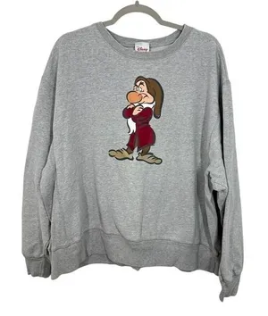 Vintage Disney‎ Store Grumpy Dwarf Sweatshirt Women's XL Gray Graphic Crewneck thumbnail 1