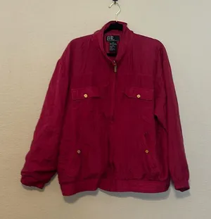 Vintage EVR Silk Hot Pink Bomber Jacket‎ Size Large thumbnail 1