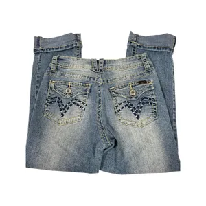 Angels Y2K Capri Jeans Size 6 26x22.5 Light Wash Embroidered Flap‎ Pocket Denim thumbnail 5