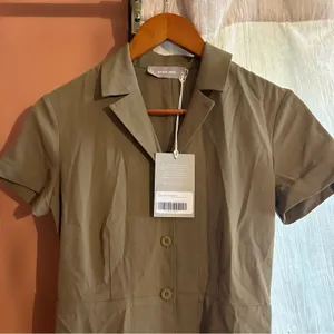 Everlane The Japanese GoWeave Notch Shirt Dress‎ Collar Mini Short Sleeve NWT 00 thumbnail 3