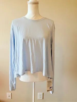 NWT Lululemon Modal Relaxed-Fit Lounge Long-Sleeve Shirt size 6 starch blue thumbnail 3
