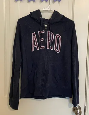 EUC | Aeropostale women’s zipper stitched logo hoodie —‎ large thumbnail 1