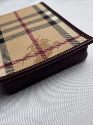 Authentic Burberry London Nova Check Burgundy Leather Case Made in Italy vintage thumbnail 4