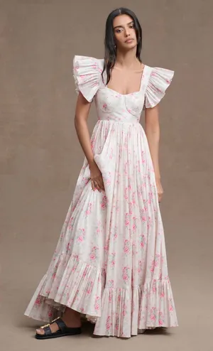 Anthropologie Maison Amory French Chateau Floral Flutter-Sleeve Gown thumbnail 1