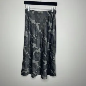 Express- Black & Grey Camo Satin Midi Skirt thumbnail 7