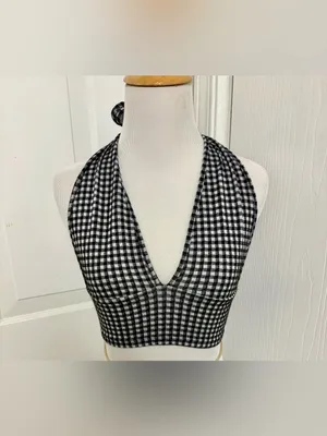 Antistar Black Gingham Crop Top thumbnail 2