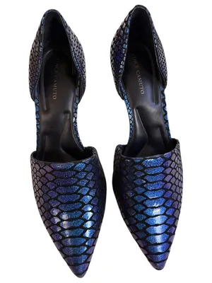 Like New Vince Camuto Leather Iridescent Embossed D’Orsay Heels Size 7.5 thumbnail 2