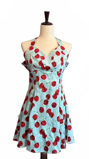 Ixia Y2K Style Cherry Print Halter Dress XS or XXS thumbnail 1