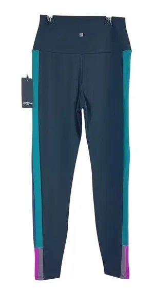 NWT Lanston Sport High Rise Colorblock Leggings Black Teal Purple Small thumbnail 1