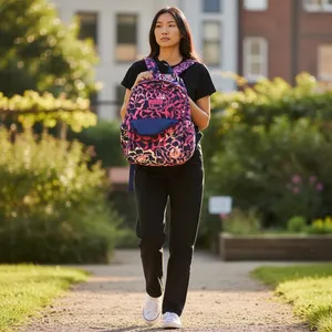 Vera Bradley Lighten Up Grand Backpack Pink Navy Floral Water Repellent Bag thumbnail 11