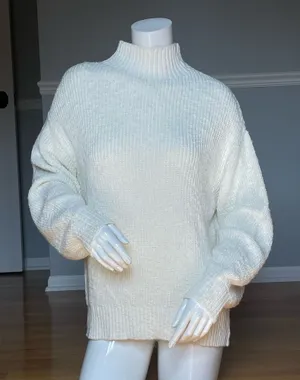 NWT Aerie Ivory Cream Mock Neck Sweater Women’s M 100% Cotton $64.95 thumbnail 1