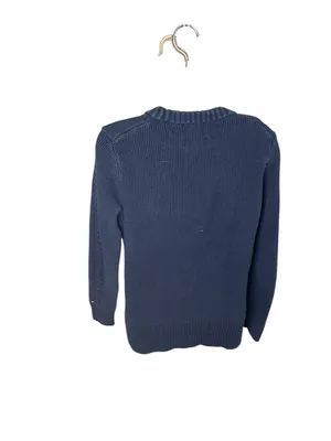 Tommy Hilfiger The Icons Collection Cable Knit Sweater Crew Hem Slits Navy S thumbnail 5
