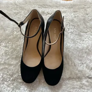Nine West Black Block Heels | Suede and Patent Leather thumbnail 8