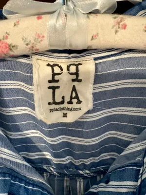 PPLA Blue & White Striped Sleeveless Romper Size Medium thumbnail 2
