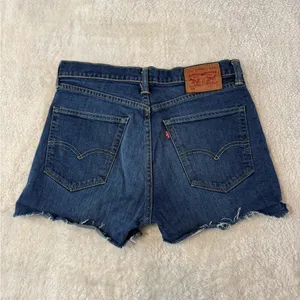 Levi's Shorts Womens W 32 Dark Wash Blue Denim Cut Offs 501 Distressed Vtg thumbnail 4