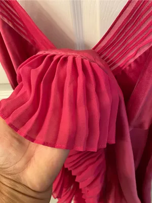 Valerie Stevens Hot Pink Satin Slip with Pleated Hem 100% Silk thumbnail 4