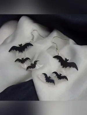 Crescent Moon Bat Acrylic Dangle Earrings Gothic Women Fashion Jewelry thumbnail 5
