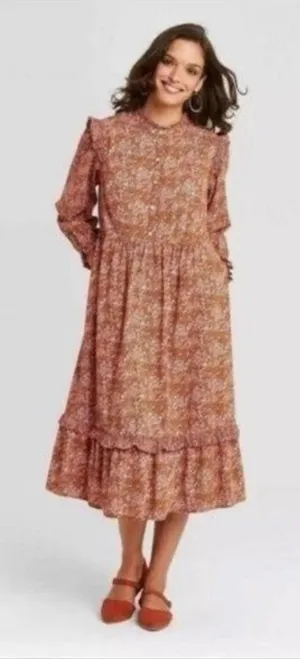 Universal Thread Dress Size XL Prairie Target Orange Floral Farmcore Country NWT thumbnail 1