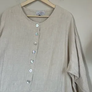 La. Fixsun Linen Button Henley Tunic Tan Size XL thumbnail 7