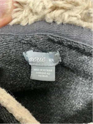 Womans Aerie Pullover Hoodie Long Sleeve Medium Charcoal Lined Hood thumbnail 4