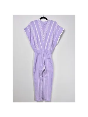Paradised Merri Wrap Effect Stripe Jumpsuit XS Purple Beach Coverup Cotton thumbnail 11
