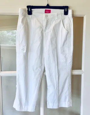 Pappagallo White Capris Crop Pants Womens 4P Cargo thumbnail 2