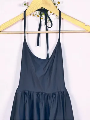 American Apparel Black Nylon Tricot Figure Skater Dress Size Small Halter Mini thumbnail 4
